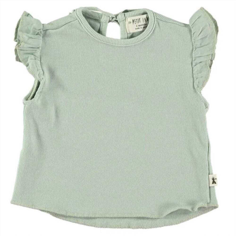 NEW PETIT INDI girl's sage ruffle top in green